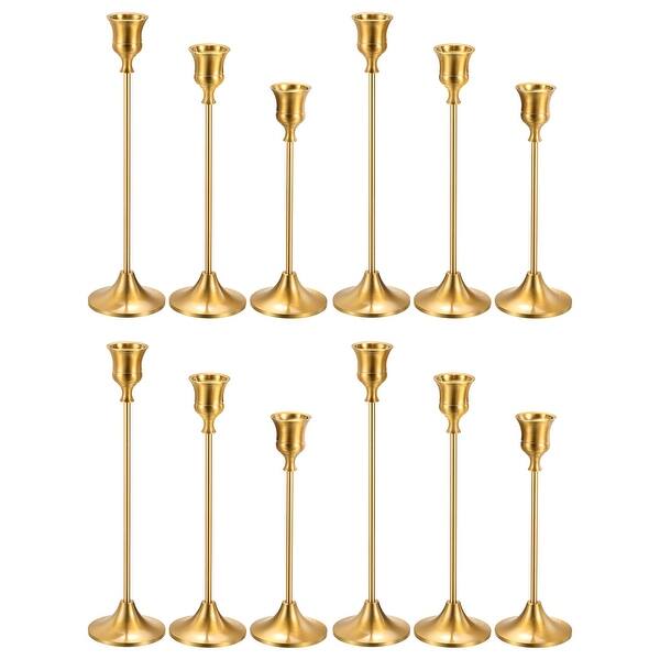 Gold Candlestick Holders Candle Stick Long Holder Set of 12 for 3/4